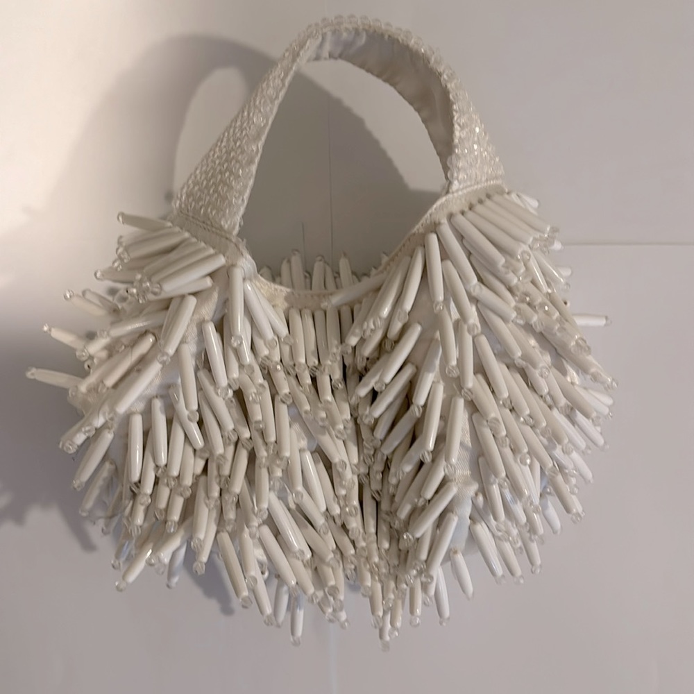 white beaded small purse